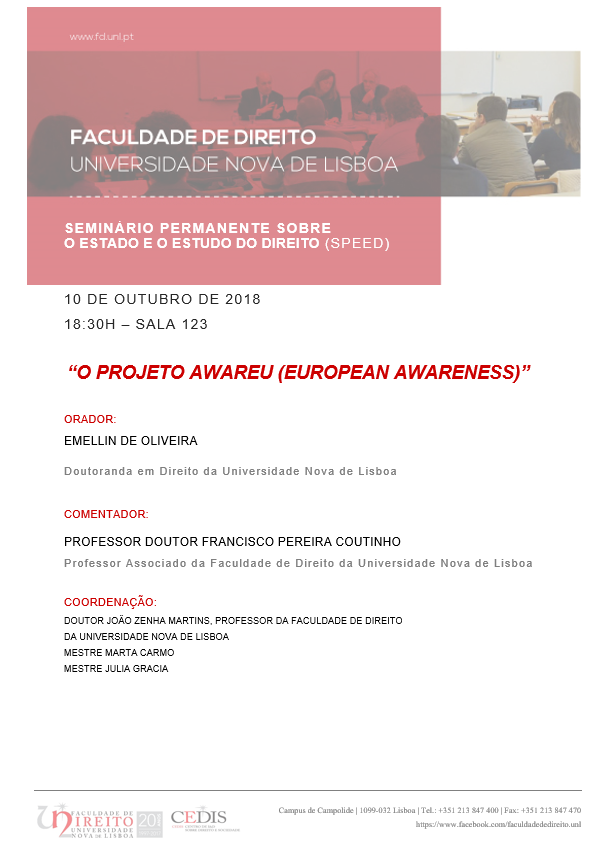 10 de Outubro: Speed do Projeto AwareU - Consciencialização Europeia